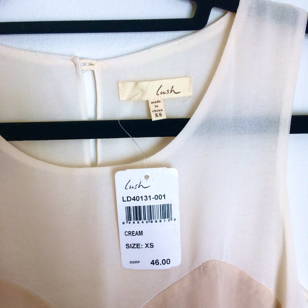NWT Lush Cream Mesh Overlay Dress - Picture 3 of 8